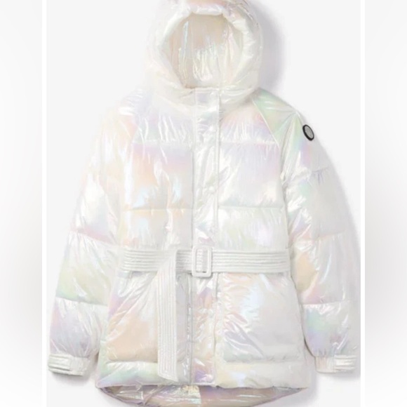NOIZE Bonita Metallic Puffer XXL Opal Iridescent Coat BNWT Discontinued - Picture 3 of 11